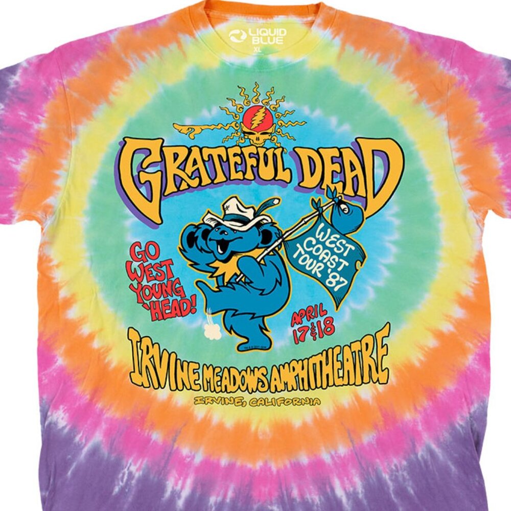 Grateful Dead West Coast Tour '87 Tie-Dye ~ Liquid Blue ~ XL ~ Brand New!
